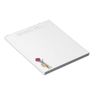 Bloco De Notas Lembrar-me da Rosa vermelha de Mão