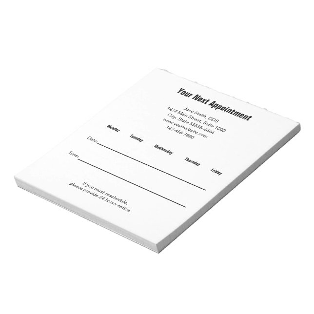 Bloco De Notas Lembrete de Consultório Odontológico para sua Próx (Invertido)