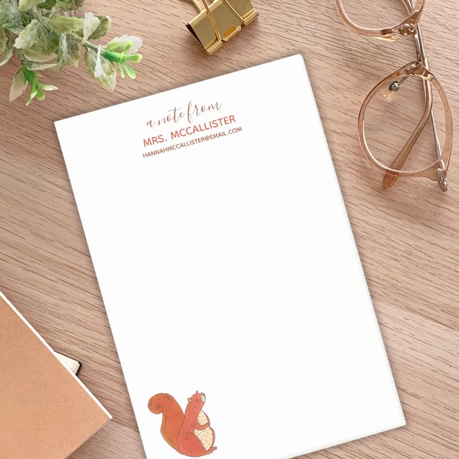 Bloco De Notas Lembrete do Esquilo de Apreciação do Professor (Criador carregado)