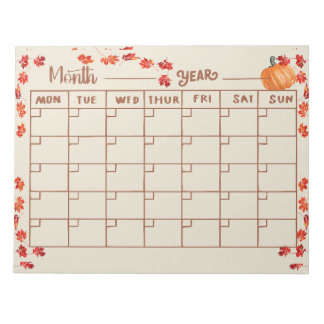 Bloco De Notas Lembretes de Calendário de Outono