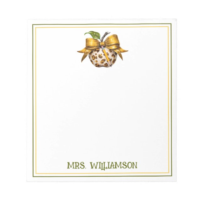 Bloco De Notas Leopard Cheetah Print Teacher's Apple (Frente)