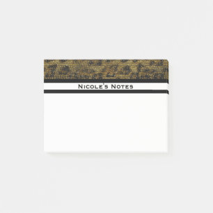 Bloco De Notas Leopard Cheetah Sparkle Glam Trendy Personalizado