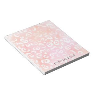 Bloco De Notas Leopardo branco rosa, Dourada, brilhante