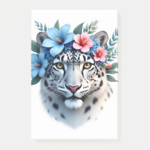 Leopardo-da-neve com Caderno de Notas da Coroa Flo