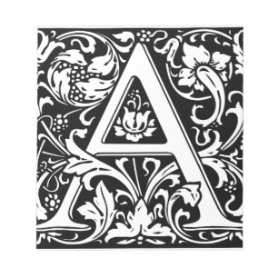 Bloco De Notas Letra A Monograma Medieval Art Nouveau