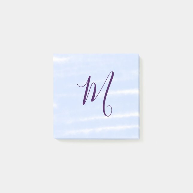 Bloco De Notas Letra de monograma de nome em aquarela pastel roxa (Frente)