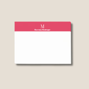 Bloco De Notas Letra de monograma personalizado moderno carmesim