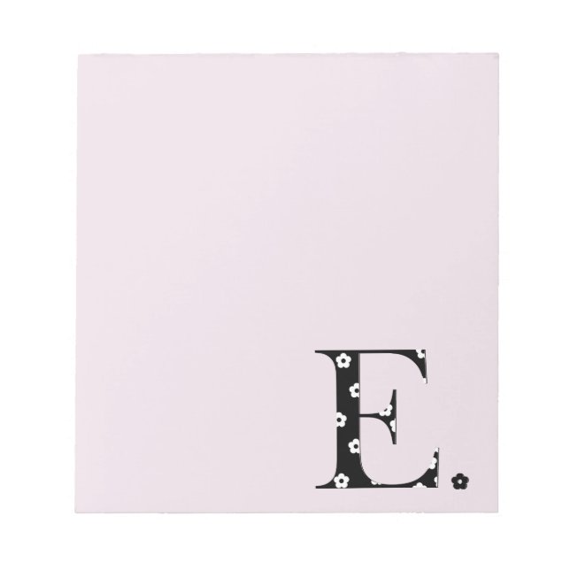Bloco De Notas Letra E do padrão da flor (Frente)