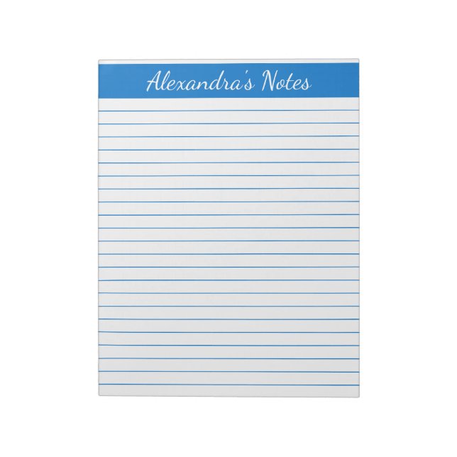 Bloco De Notas Letra Elegante Azul Médio 8,5x11 Personalizada (Invertido)