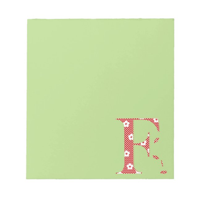 Bloco De Notas Letra F (vermelha) do padrão da flor (Frente)