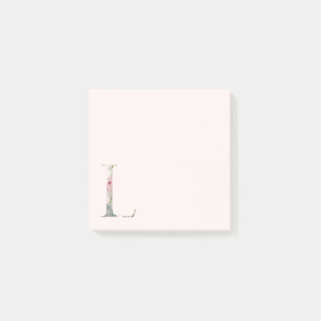 Bloco De Notas Letra floral "L" Notas do Monograma (Frente)