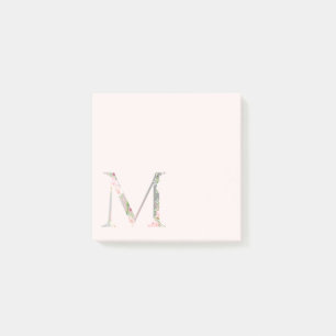 Bloco De Notas Letra floral "M" Notas do Monograma