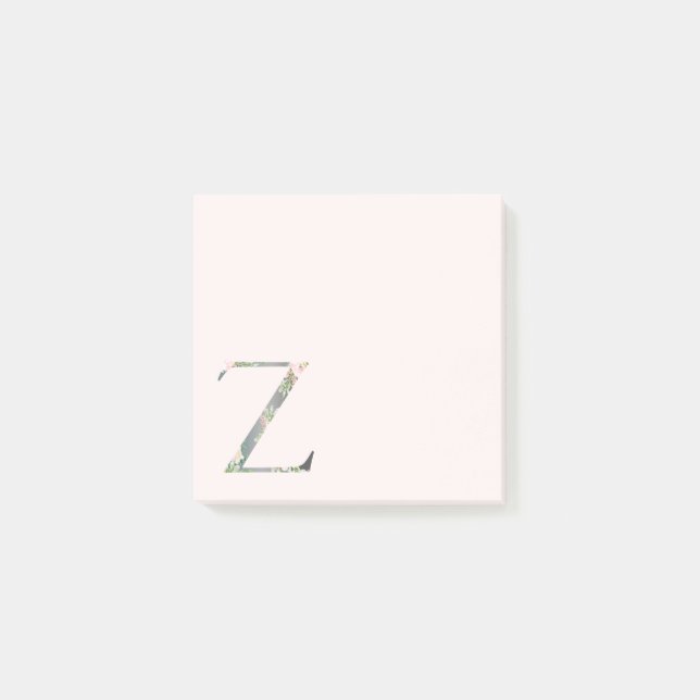 Bloco De Notas Letra floral "Z" Notas do Monograma (Frente)