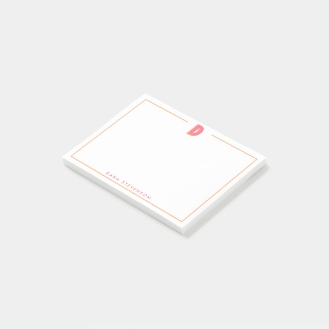 Bloco De Notas Letra Inicial D em 3D Personalizada e Elegante Mon (Inclinado)