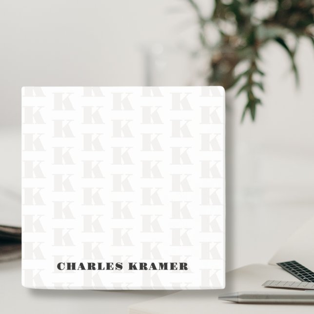 Bloco De Notas Letra inicial do preto branco moderno a negrito mo (Criador carregado)