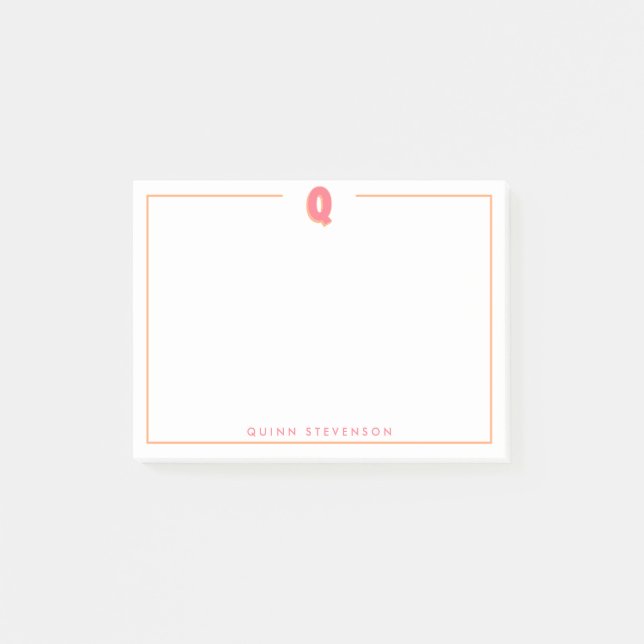 Bloco De Notas Letra Inicial Q Personalizada Elegante em 3D (Frente)