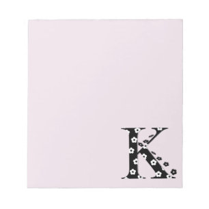 Bloco De Notas Letra K Padrão Flor