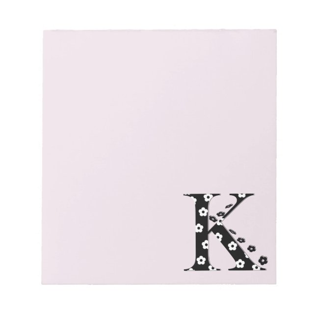 Bloco De Notas Letra K Padrão Flor (Frente)