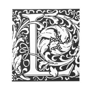 Bloco De Notas Letra L Monograma Medieval Art Nouveau