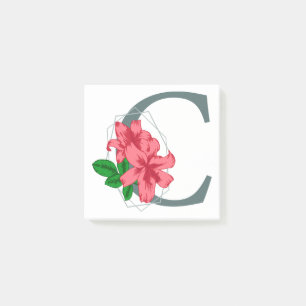 Bloco De Notas Letra maiúscula C monograma floral
