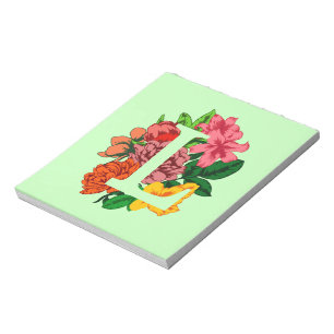 Bloco De Notas Letra maiúscula L monograma floral