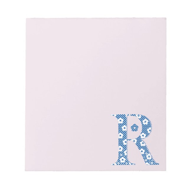 Bloco De Notas Letra Padrão Flor R (azul) (Frente)