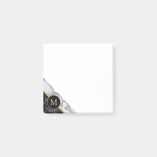 Bloco De Notas Letra personalizada Design de mármore Posta as not (Frente)