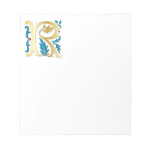 Bloco De Notas Letra R Monograma Fleur de lis