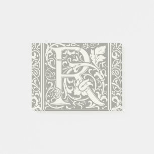 Bloco De Notas Letra R Monograma Medieval Art Nouveau