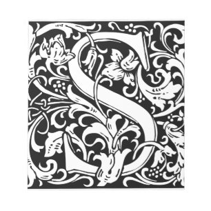 Bloco De Notas Letra S Monograma Medieval Vintage Inicial