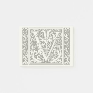 Bloco De Notas Letra V Monograma Medieval Art Nouveau