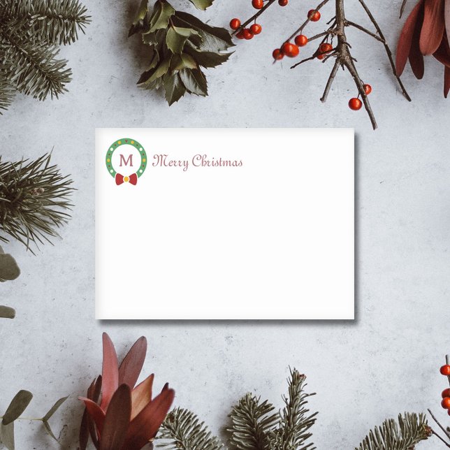 Bloco De Notas Letra Wreath e Monograma de Natal (Christmas Wreath & Monogram Letter Post-it Notes)