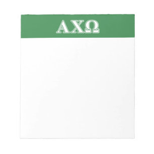 Bloco De Notas Letras brancas e verdes de Alphi Chi Omega
