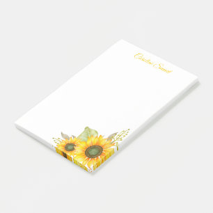 Bloco De Notas Letras Personalizadas de Girassóis e Girassóis