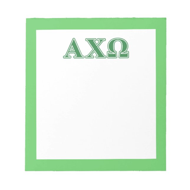 Bloco De Notas Letras Verdes da Alpha Chi Omega (Frente)