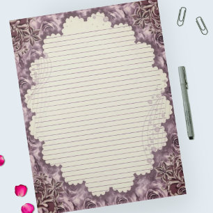 Bloco De Notas Letter Size 8.5" x 11" Vintage Floral Lined Paper