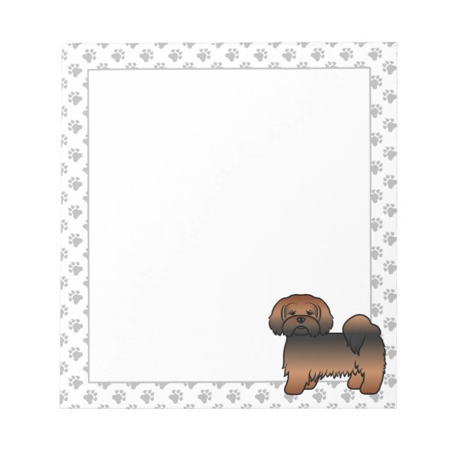Bloco De Notas Lhasa Apso Sable Vermelho Cachorro de Desenho Anim (Frente)