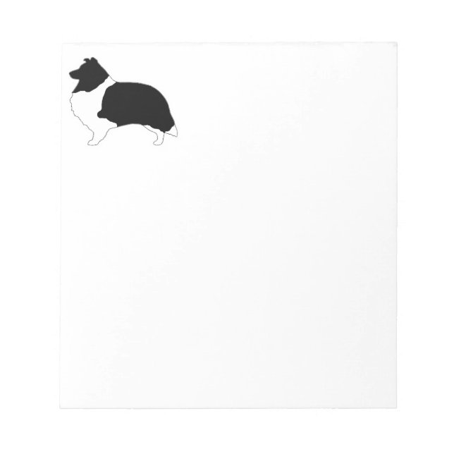 Bloco De Notas Lhouette Shetland Sheepdog Black and White (Frente)