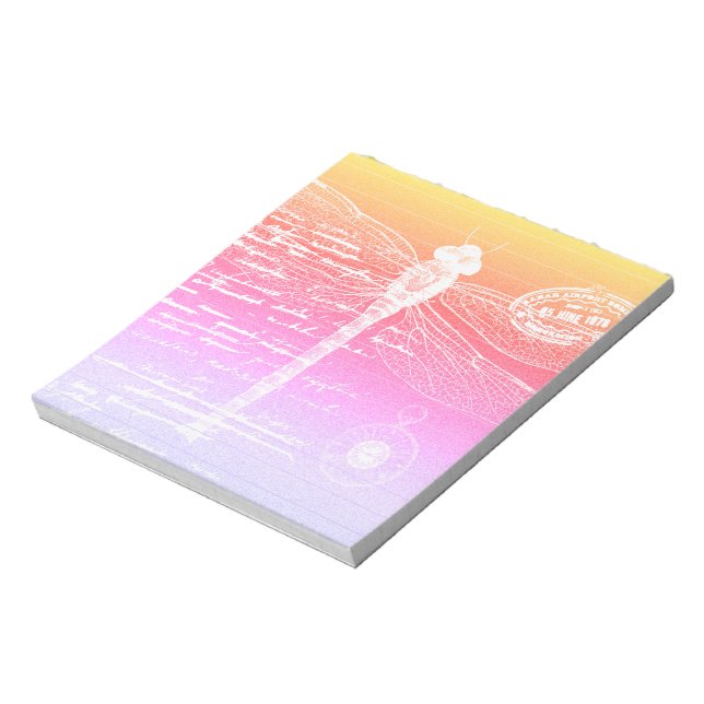Bloco De Notas libélula de gradiente de Pastel (Invertido)