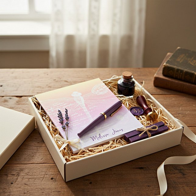 Bloco De Notas libélula de gradiente pastel personalizada (Criador carregado)