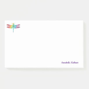 Bloco De Notas Libélula personalizada da aguarela do arco-íris
