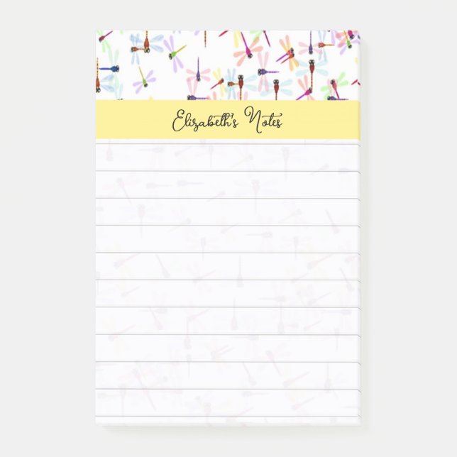 Bloco De Notas Libélulas coloridas personalizadas (Frente)