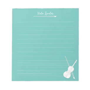 Bloco De Notas Lição Personalizada de Música de Violino Branco Aq