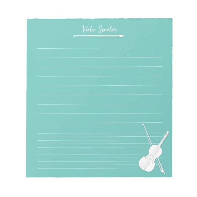 Bloco De Notas Lição Personalizada de Música de Violino Branco Aq (Frente)