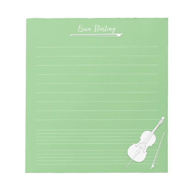 Bloco De Notas Lição Personalizada de Música para Violoncelo Verd (Frente)