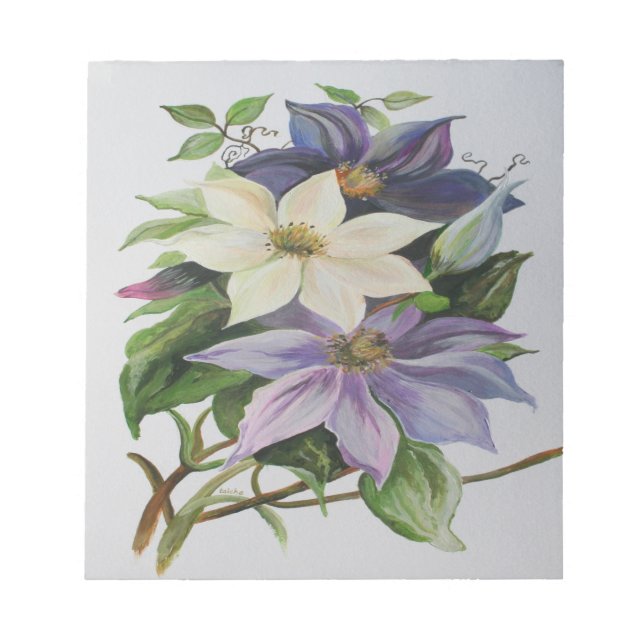 Bloco De Notas Lilac Clematis Vine - Pintura em acrílico (Frente)
