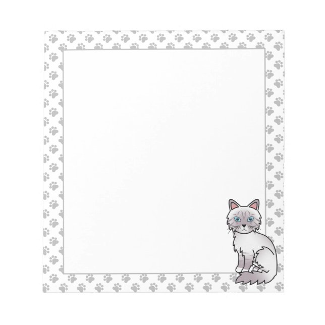 Bloco De Notas Lilac Point Tabby Birman / Ragdoll Gato Fofo & Pat (Frente)