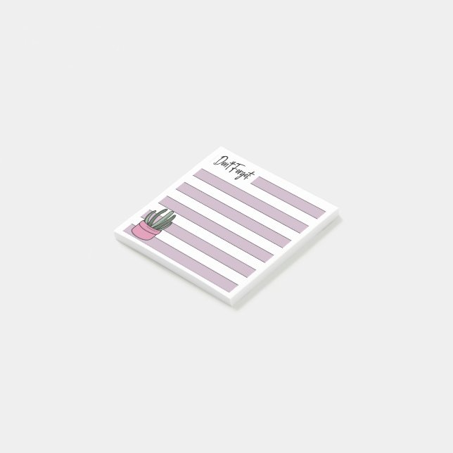 Bloco De Notas Lilás | Linhas | Suculenta em vaso -  (Inclinado)