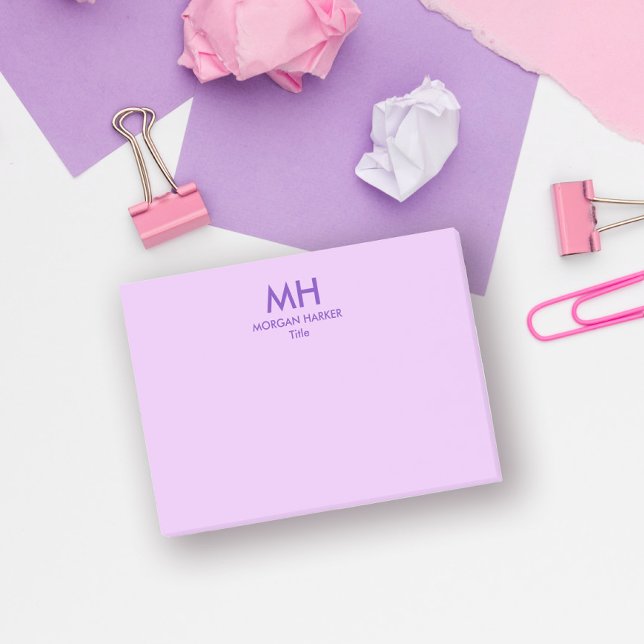 Bloco De Notas Lilás Roxo Minimal Limpo Iniciais (Criador carregado)