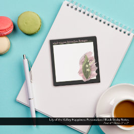 Bloco De Notas Lily do Vale Felicidade Personalizada Negro